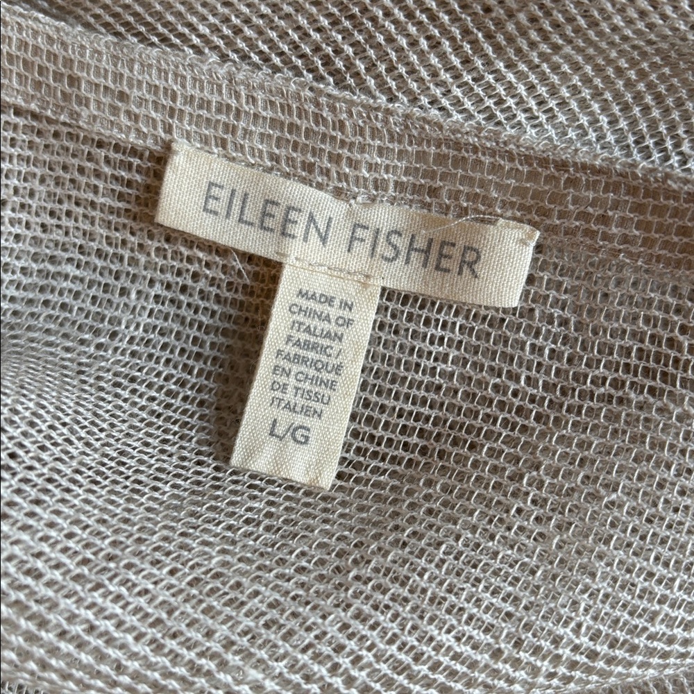 2 Eileen Fisher mesh organic linen tunic tops * tan and light blue * sz LG - Picture 5 of 13